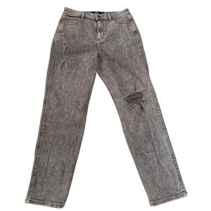 Hollister High Rise Straight Leg Jeans Acid Wash Distressed Sz 7R 28 90's Style
